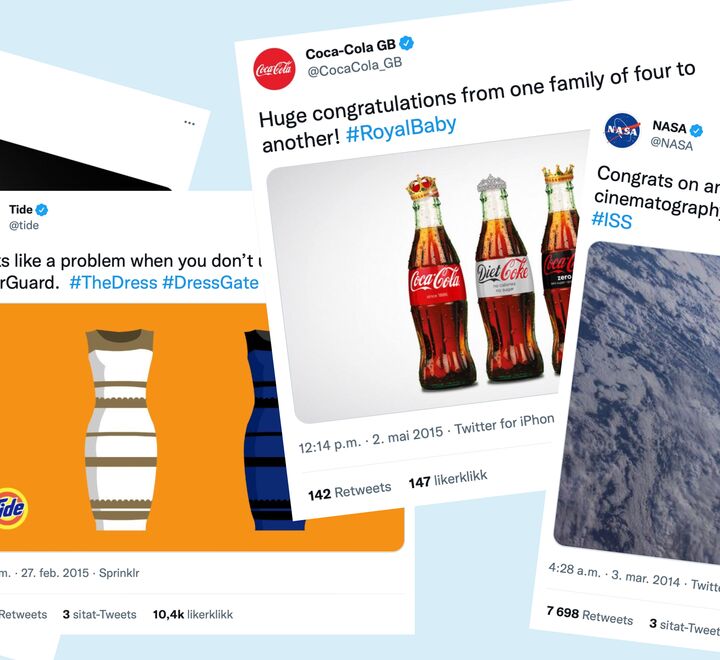 Image showing four examples from Twitter of real-time marketing.
